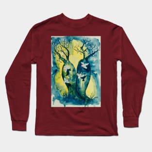 Australian Galahs in Boab trees, Galah art, bird art Long Sleeve T-Shirt